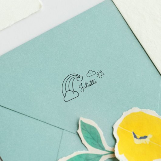 Niedlicher Regenbogen Sun Child Individuelle Name Permastempel