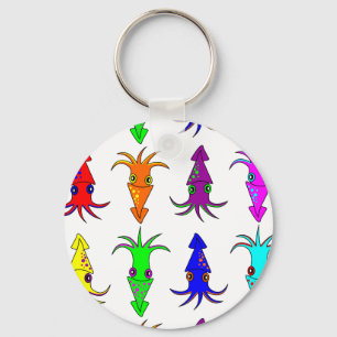 Niedlicher Regenbogen-Tintenfisch Schlüsselanhänger