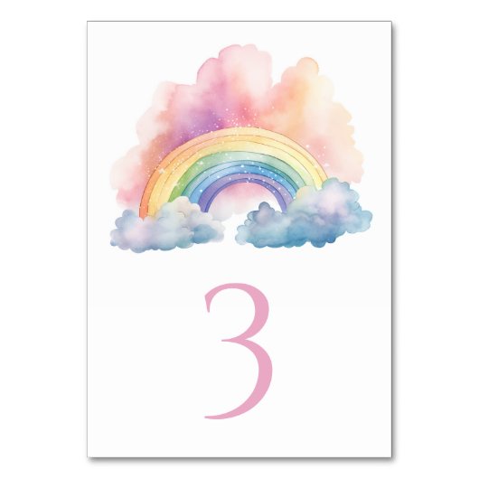 Niedlicher Regenbogen Tischnummer (Vorderseite)