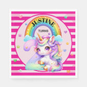 Niedlicher Regenbogen und Einhorn 2. Geburtstag Serviette (Vorderseite)