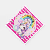 Niedlicher Regenbogen und Einhorn 3. Geburtstag Serviette (Ecke)