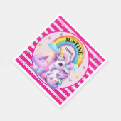 Niedlicher Regenbogen und Einhorn 4. Geburtstag Serviette (Ecke)