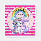 Niedlicher Regenbogen und Einhorn 5. Geburtstag Serviette (Vorderseite)