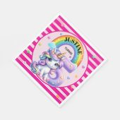 Niedlicher Regenbogen und Einhorn 5. Geburtstag Serviette (Ecke)