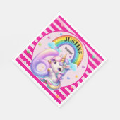 Niedlicher Regenbogen und Einhorn 6. Geburtstag Serviette (Ecke)