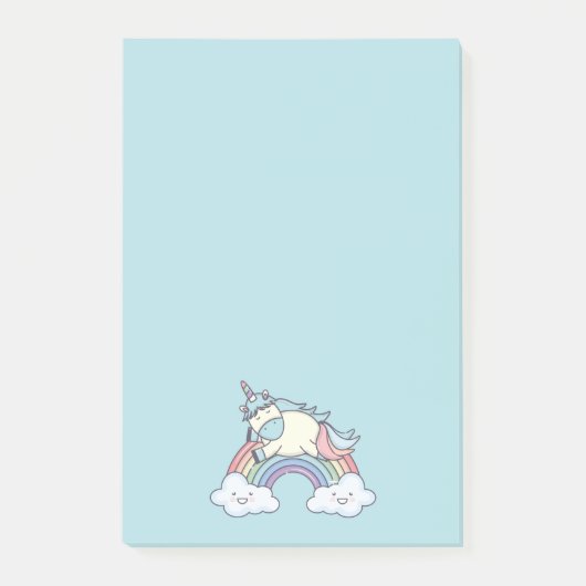 Niedlicher Regenbogen und Einhorn Post-it Klebezettel (Vorderseite)