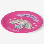 Niedlicher Regenbogen und Funkelnd Einhorn Heissro Pappteller (Schrägansicht)