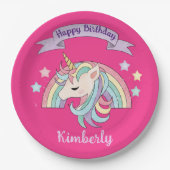 Niedlicher Regenbogen und Funkelnd Einhorn Heissro Pappteller (Vorderseite)