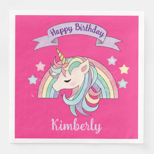 Niedlicher Regenbogen und Funkelnd Einhorn Heissro Serviette (Vorderseite)