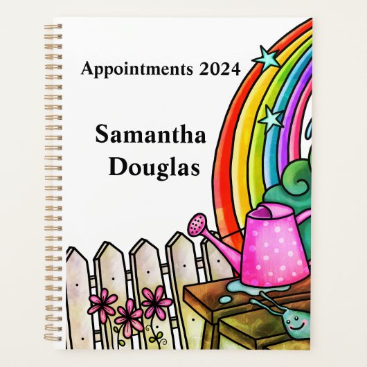 Niedlicher Regenbogen und Gartenbau Planer (Vorderseite)