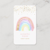 Niedlicher Regenbogen und Goldherz Confetti Visitenkarte (Vorderseite)