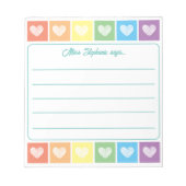 Niedlicher Regenbogen- und Hörlehrer Name Notepad Notizblock (Vorderseite)