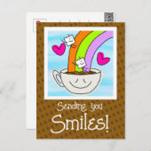Niedlicher Regenbogen und Kaffeelächeln denken Sie Postkarte (Vorne/Hinten)