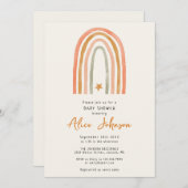 Niedlicher Regenbogen und Star Boho Babydusche Einladung (Vorne/Hinten)