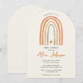 Niedlicher Regenbogen und Star Boho Babydusche Einladung (Vorne/Hinten)