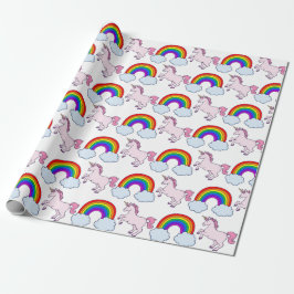 Niedlicher Regenbogen und Unicorn Geschenkpapier