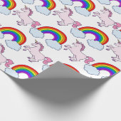 Niedlicher Regenbogen und Unicorn Geschenkpapier (Ecke)