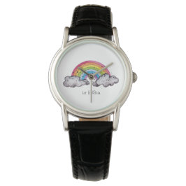 Niedlicher Regenbogen und Wolken Armbanduhr