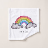 Niedlicher Regenbogen und Wolken Badhandtuch Set (Waschlappen)