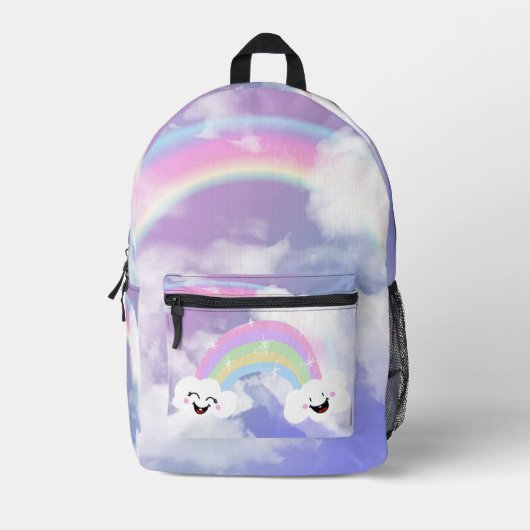 Niedlicher Regenbogen und Wolken Bedruckter Rucksack (Vorderseite)