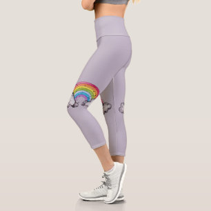 Niedlicher Regenbogen und Wolken Capri Leggings