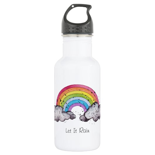 Niedlicher Regenbogen und Wolken Edelstahlflasche (Vorderseite)