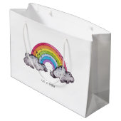 Niedlicher Regenbogen und Wolken Große Geschenktüte (Rückseite Schrägansicht)