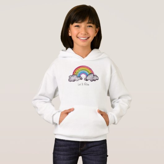 Niedlicher Regenbogen und Wolken Hoodie (Vorne ganz)