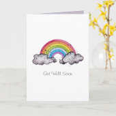 Niedlicher Regenbogen und Wolken Karte (Gelbe Blume)