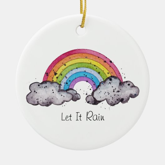 Niedlicher Regenbogen und Wolken Keramik Ornament (Vorne)