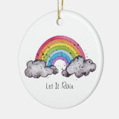 Niedlicher Regenbogen und Wolken Keramik Ornament (Links)