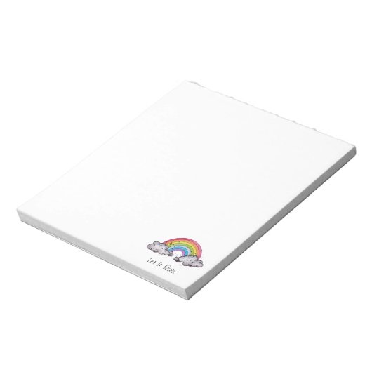 Niedlicher Regenbogen und Wolken Notizblock (Rotiert)