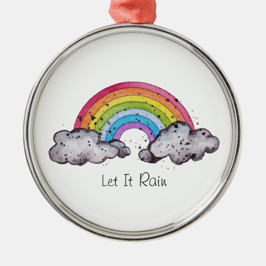 Niedlicher Regenbogen und Wolken Ornament Aus Metall (Vorne)
