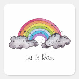 Niedlicher Regenbogen und Wolken Quadratischer Aufkleber