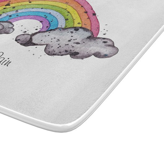 Niedlicher Regenbogen und Wolken Schneidebrett (Ecke)