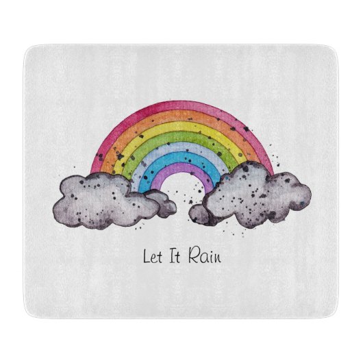 Niedlicher Regenbogen und Wolken Schneidebrett (Vorderseite)