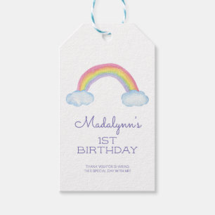 Niedlicher Regenbogen und Wolken zum Geburtstag Geschenkanhänger