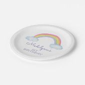 Niedlicher Regenbogen und Wolken zum Geburtstag Pappteller (Schrägansicht)
