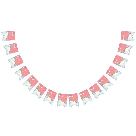 Niedlicher Regenbogen Unicorn mit Sternen. Wimpelkette (Alle)