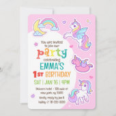 Niedlicher Regenbogen vereint Kindergeburtsparty Einladung (Vorderseite)