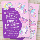 Niedlicher Regenbogen vereint Kindergeburtsparty Einladung