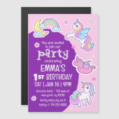 Niedlicher Regenbogen vereint Kindergeburtsparty Magneteinladung (Vorne/Hinten)