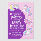 Niedlicher Regenbogen vereint Kindergeburtsparty Magneteinladung (Vorderseite)