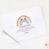 niedlicher Regenbogen vielen Dank an Girl 1. Gebur Quadratischer Aufkleber (Umschlag)