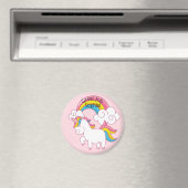 Niedlicher Regenbogen von Unicorn an der Pink Art  Magnet (In Situ (Geschirrspüler))