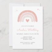 Niedlicher Regenbogen Wasserfarbe 1. Geburtstag Einladung (Vorderseite)