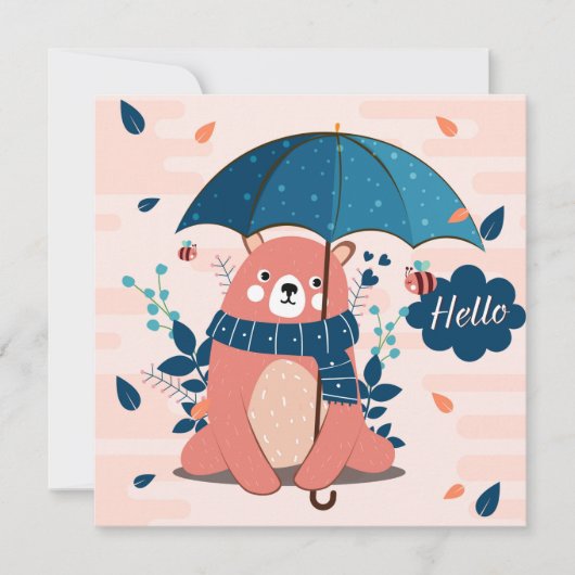 Niedlicher Regenbogenbär Feiertagskarte (Vorderseite)
