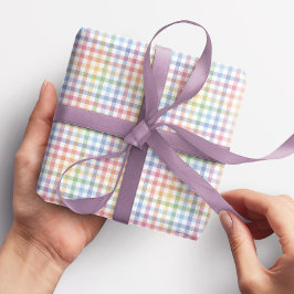 Niedlicher Regenbogengingham karierte, farbige Pas Geschenkpapier
