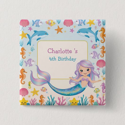 Niedlicher Regenbogenhai Button (Vorderseite)