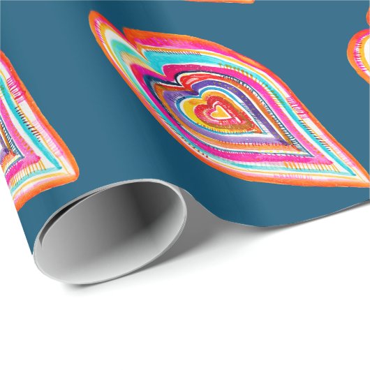 Niedlicher Regenbogenherz Liebe boho Geschenkpapier (Rolleneckpunkt)